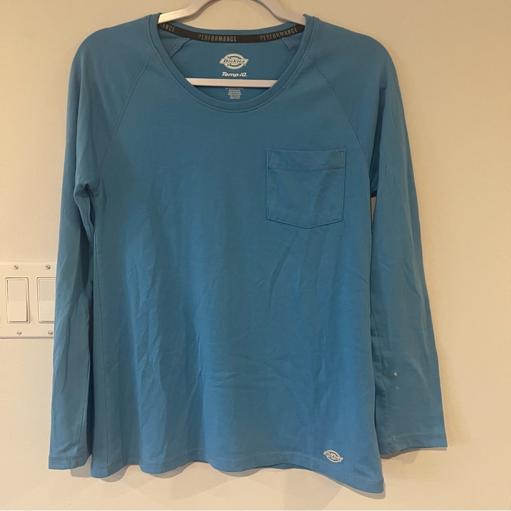 Dickies Performance Temp iQ Blue Long Sleeve Shirt Womens Small S Workwear
